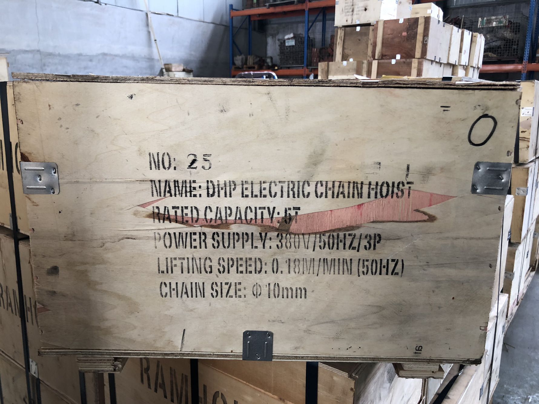 Spare parts are in the NO 25 box of 5T DHP electric chain hoist (marked in black circle)2.jpg