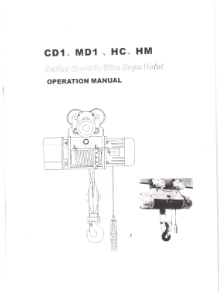 Request OPERATIONAL MANUAL for the CD1 MD1 Wire Rope Electric Hoist from Montenegro