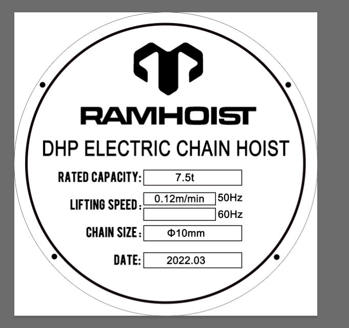 DHP 7.5 T electric chain hoist, chain 5 meter, Main power 380v,50hz,3P, Desciption 0.12mmin, 0.5kw, 103 [Diameter (mm) ×chain falls]-1.jpg